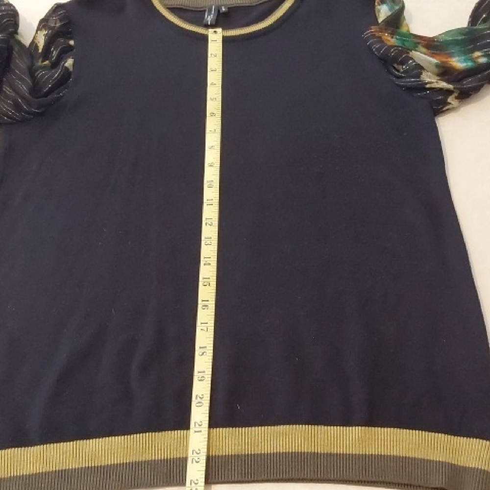 Anthropologie Blank London. Festive Black  Sweater with Patterned Sleeves. XL - Picture 5 of 8